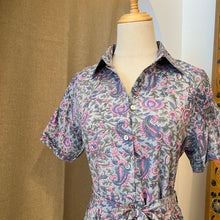 Load image into Gallery viewer, the PARSLEY MIDI dress - mystic blue w/ lavender floral
