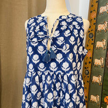 Load image into Gallery viewer, BORAGE MIDI dress - royal blue w/white butis
