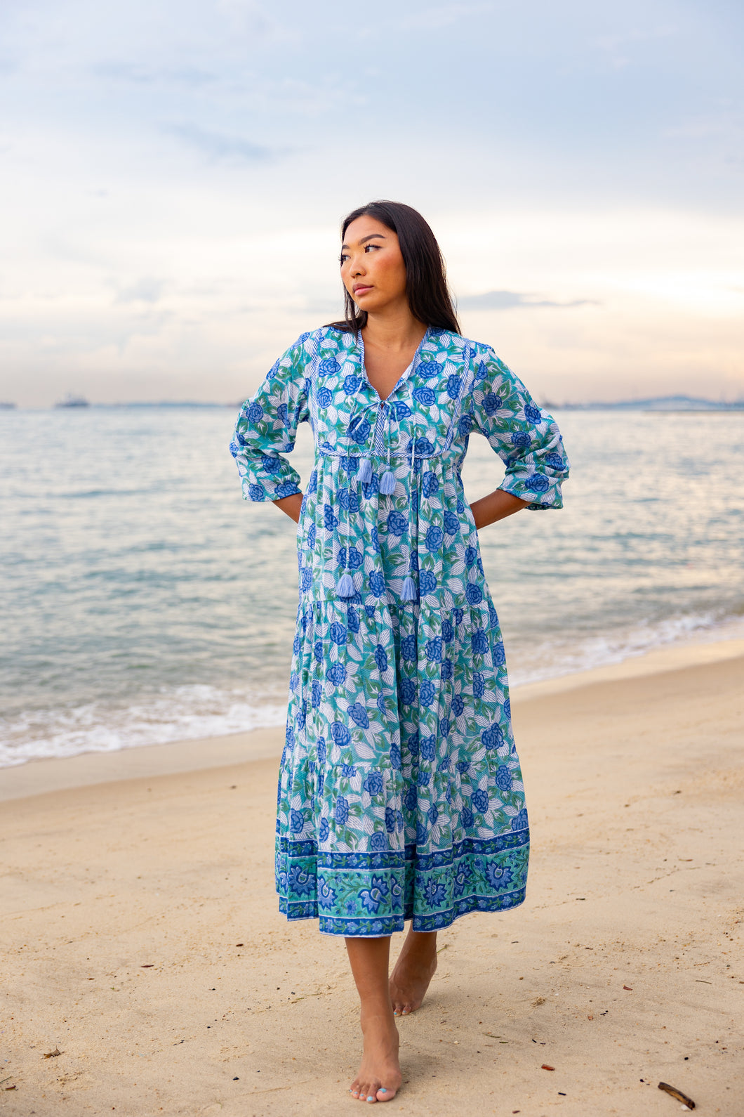 The Thyme Dress/one size - shades of blues