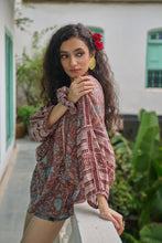 Load image into Gallery viewer, the MINT top - brown with red and pink floral
