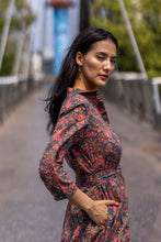 Load image into Gallery viewer, The MALABAR maxi - charcoal grey w/ fuchsia floral
