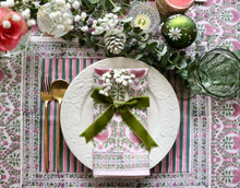 Load image into Gallery viewer, RANI/Placemats - Green Pink Stripes(set of 6)
