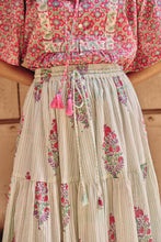 Load image into Gallery viewer, the TIERED skirt - green stripes
