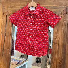 Load image into Gallery viewer, Boys Short-sleeves Shirt - red w/ purple floral
