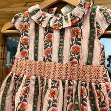 Load image into Gallery viewer, Kids Smocked dress with lining - pink green floral
