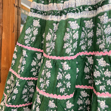 Load image into Gallery viewer, Kids tiered maxi dress - green w/ pink trimmings
