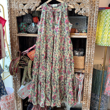 Load image into Gallery viewer, BORAGE MIDI dress - pea green w/ pink purple floral
