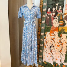 Load image into Gallery viewer, The MALABAR maxi (half sleeves) - soft blue with white floral
