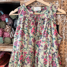 Load image into Gallery viewer, BORAGE MIDI dress - pea green w/ pink purple floral
