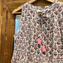 Load image into Gallery viewer, BORAGE MIDI dress - white with brown pink butis
