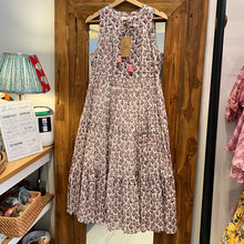 Load image into Gallery viewer, BORAGE MIDI dress - white with brown pink butis
