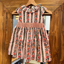 Load image into Gallery viewer, Kids Smocked dress with lining - pink green floral
