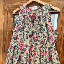 Load image into Gallery viewer, BORAGE MIDI dress - pea green w/ pink purple floral
