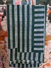 Load image into Gallery viewer, Table cloth - block printed navy and green
