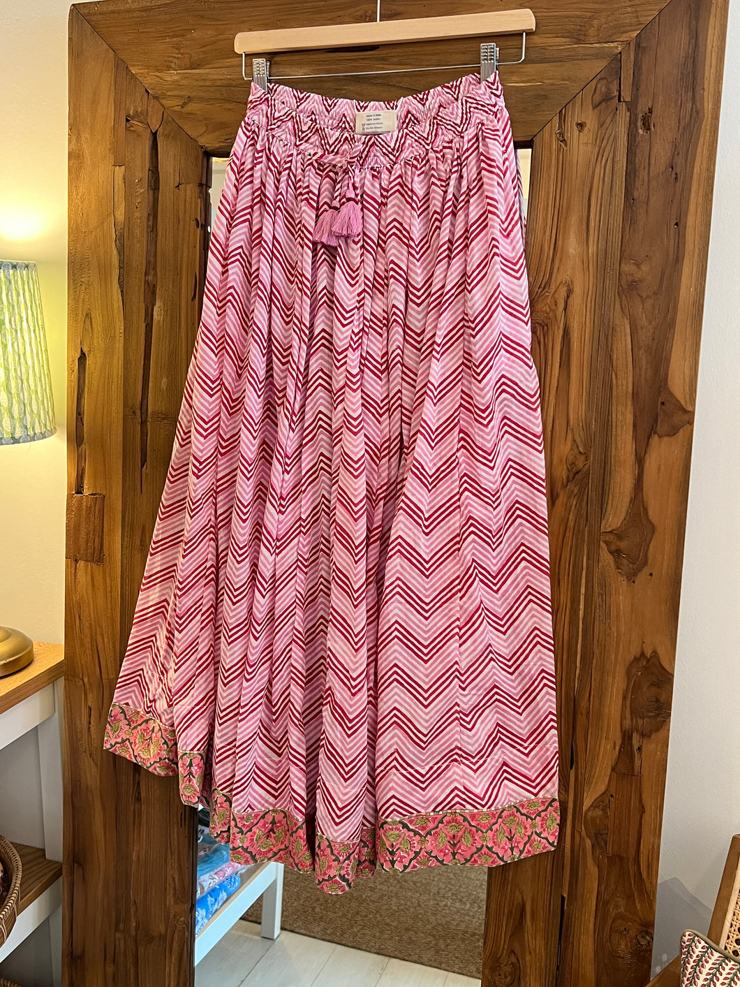 Panelled skirt with pockets - Pink Zig Zag