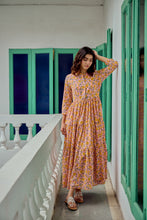 Load image into Gallery viewer, The Pepper Maxi - soft pink with yellow flowers blockprinted

