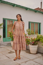 Load image into Gallery viewer, the CILANTRO midi - soft pink and yellow stripe print
