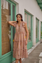 Load image into Gallery viewer, the CILANTRO midi - soft pink and yellow stripe print

