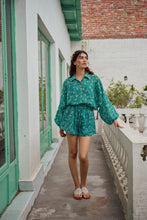 Load image into Gallery viewer, The PAPRIKA set - sea green floral shirt &amp; shorts set
