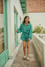 Load image into Gallery viewer, The PAPRIKA set - sea green floral shirt &amp; shorts set
