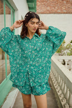 Load image into Gallery viewer, The PAPRIKA set - sea green floral shirt &amp; shorts set
