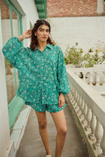 Load image into Gallery viewer, The PAPRIKA set - sea green floral shirt &amp; shorts set
