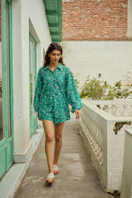 Load image into Gallery viewer, The PAPRIKA set - sea green floral shirt &amp; shorts set
