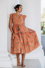 Load image into Gallery viewer, the CILANTRO midi - vintage orange floral

