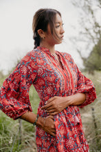 Load image into Gallery viewer, the WASABI dress - the royal red floral
