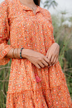 Load image into Gallery viewer, The Stevia dress/MULMUL - orange and magenta floral
