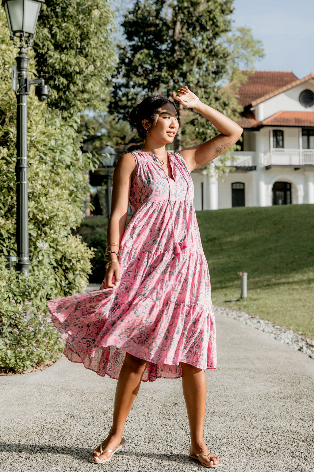 The BORAGE dress - pink floral/One size
