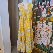 Load image into Gallery viewer, BORAGE MIDI dress - yellow w/ white floral
