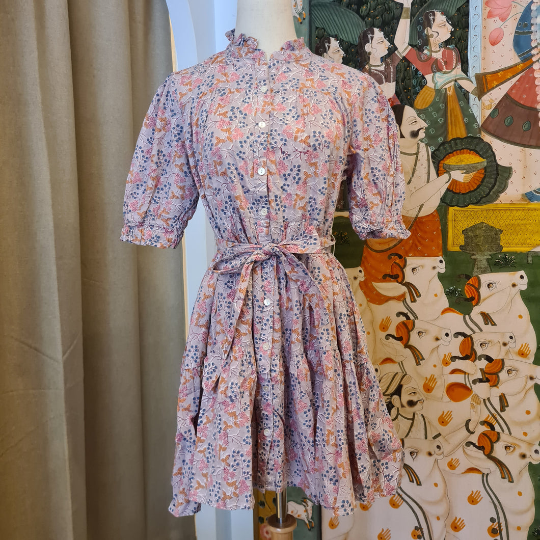 BREMEN dress - light grey with pink floral