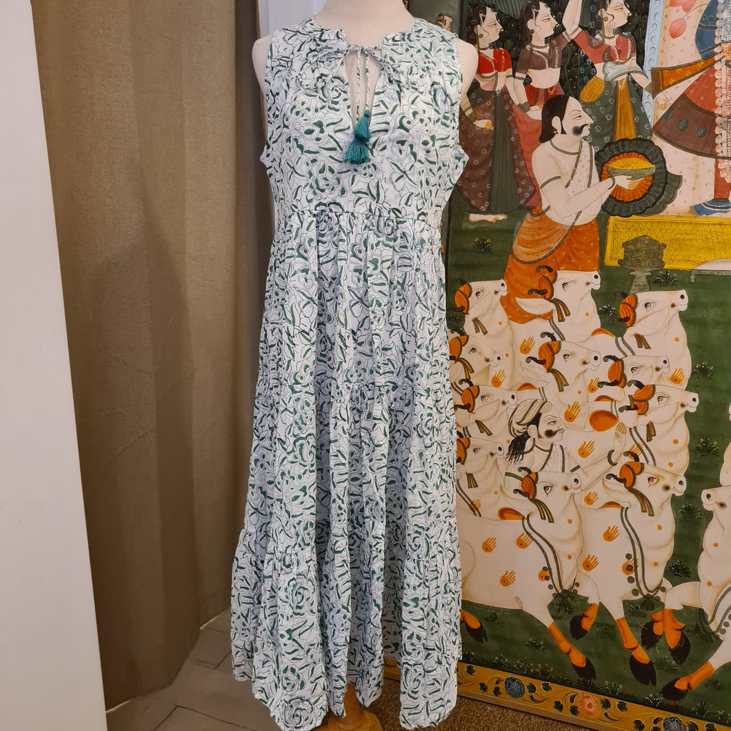 BORAGE MIDI dress - white w/ green floral