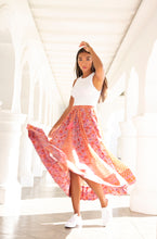 Load image into Gallery viewer, Benaras Panelled skirt with pockets -  orange &amp; pink
