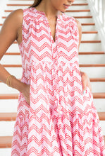 Load image into Gallery viewer, The BORAGE dress - Pinks &amp; Red zigzag/One size
