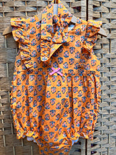 Load image into Gallery viewer, 12/18 m Orange Baby romper 12/18m with headband
