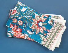 Load image into Gallery viewer, MADRAS - blue floral napkins (set of 6)
