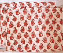 Load image into Gallery viewer, Cream with orange/red floral - Quilted placemats (pair)
