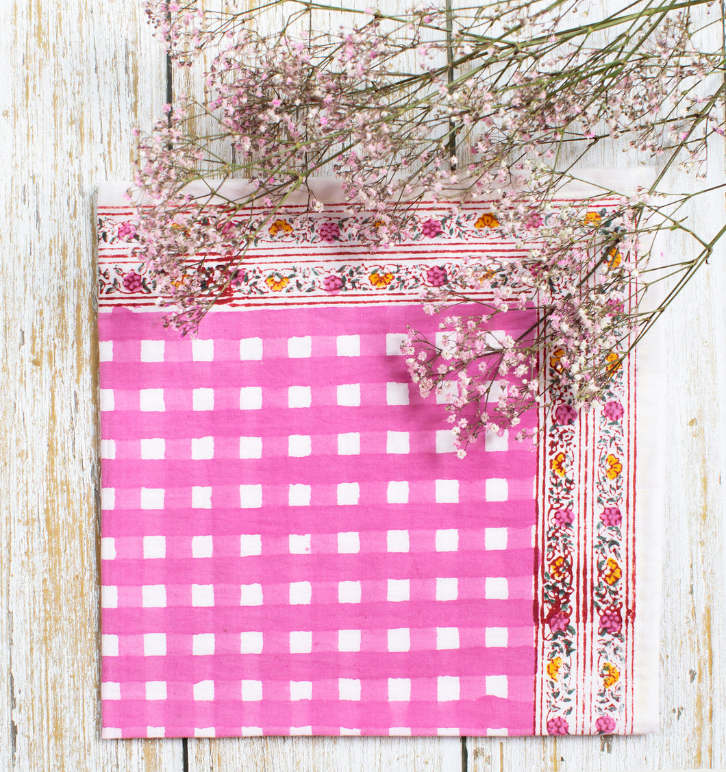 JAIPUR/Pink checks - napkins (set of 6)