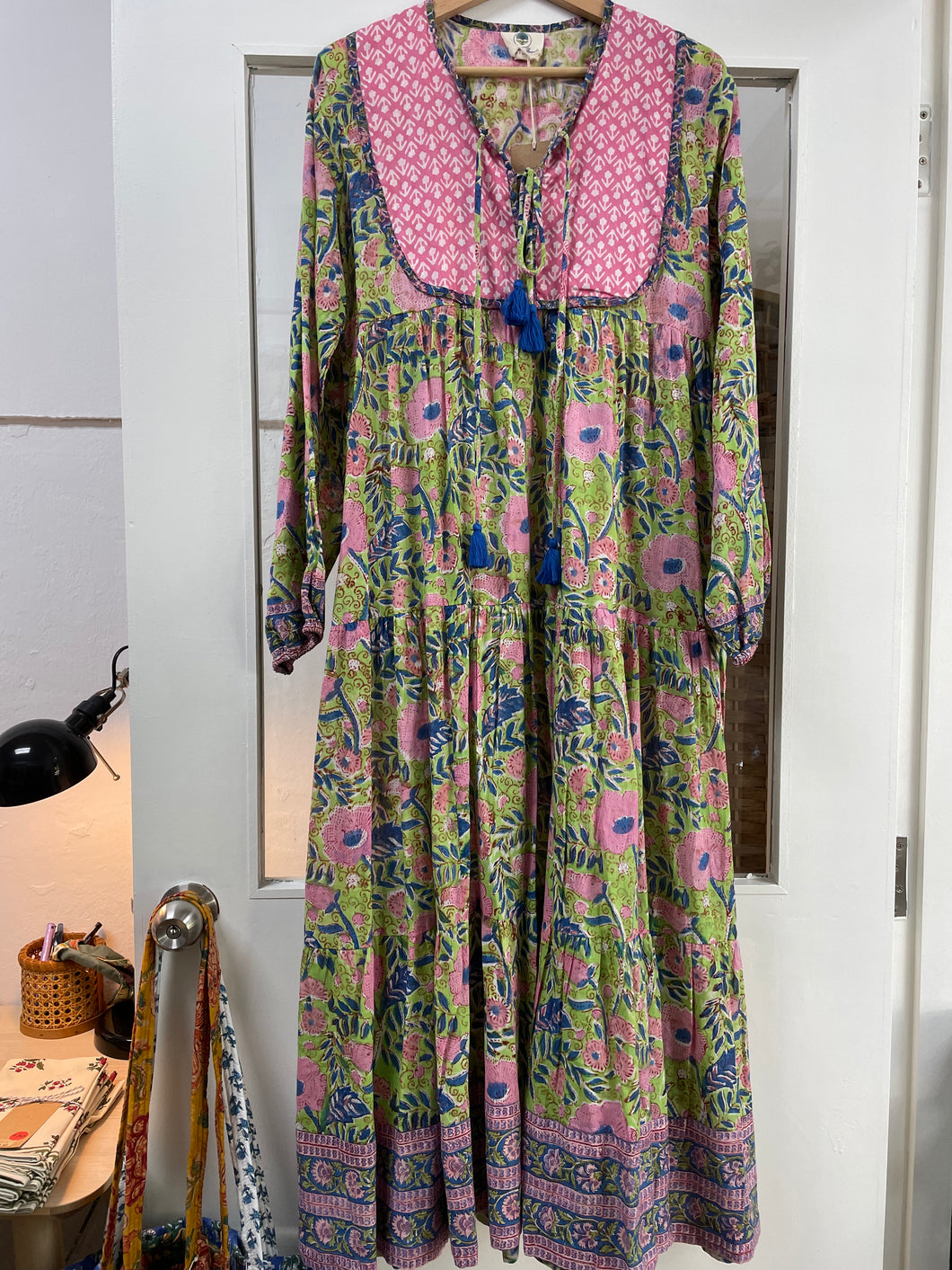 The Thyme Dress 2.0/Green and pink